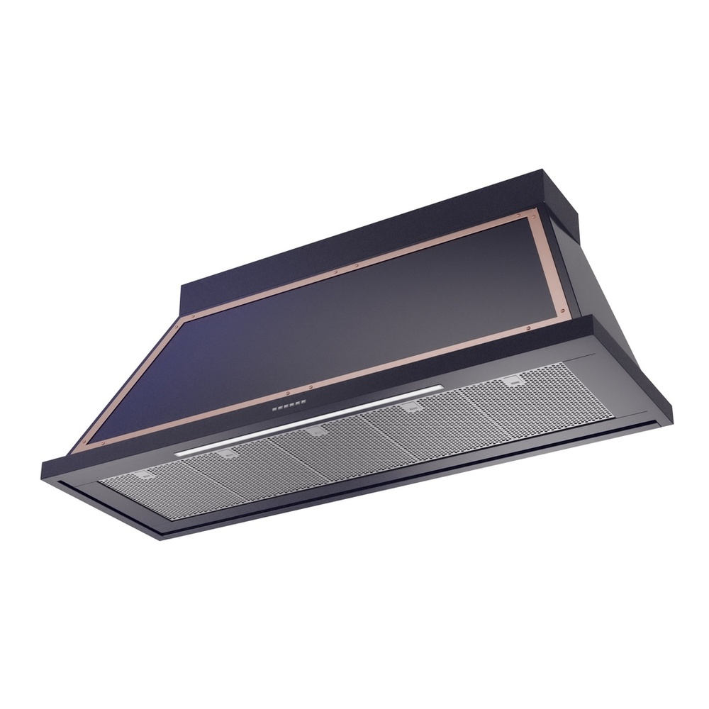 ILVE UANB60MBP Nostalgie II Noblesse 60 inch Range Hood with 600 CFM (Midnight Blue, Copper) 3 ILVE UANB60MBP Nostalgie Noblesse 60" Range Hood, bottom angled view