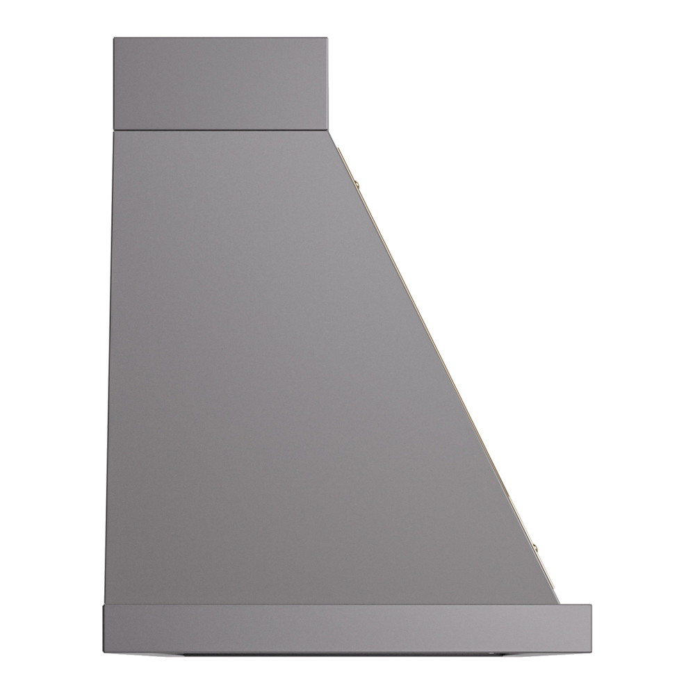 ILVE UANB60MGG Nostalgie II Noblesse 60 inch Range Hood with 600 CFM (Graphite Matte, Brass) 4 ILVE UANB60MGG Nostalgie Noblesse 60" Range Hood, side view