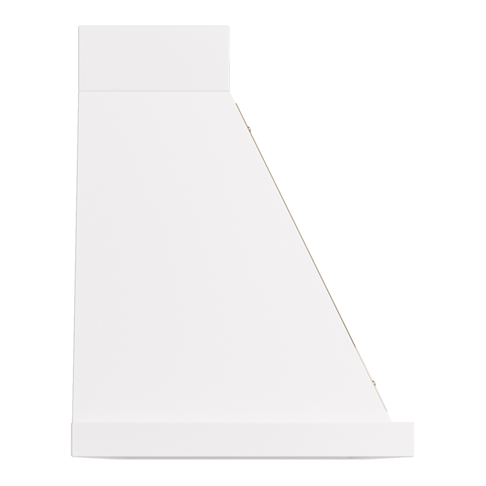 ILVE UANB60WHG Nostalgie II Noblesse 60 inch Range Hood with 600 CFM (White, Brass) 4 ILVE UANB60WHG Nostalgie Noblesse 60" Range Hood, side view