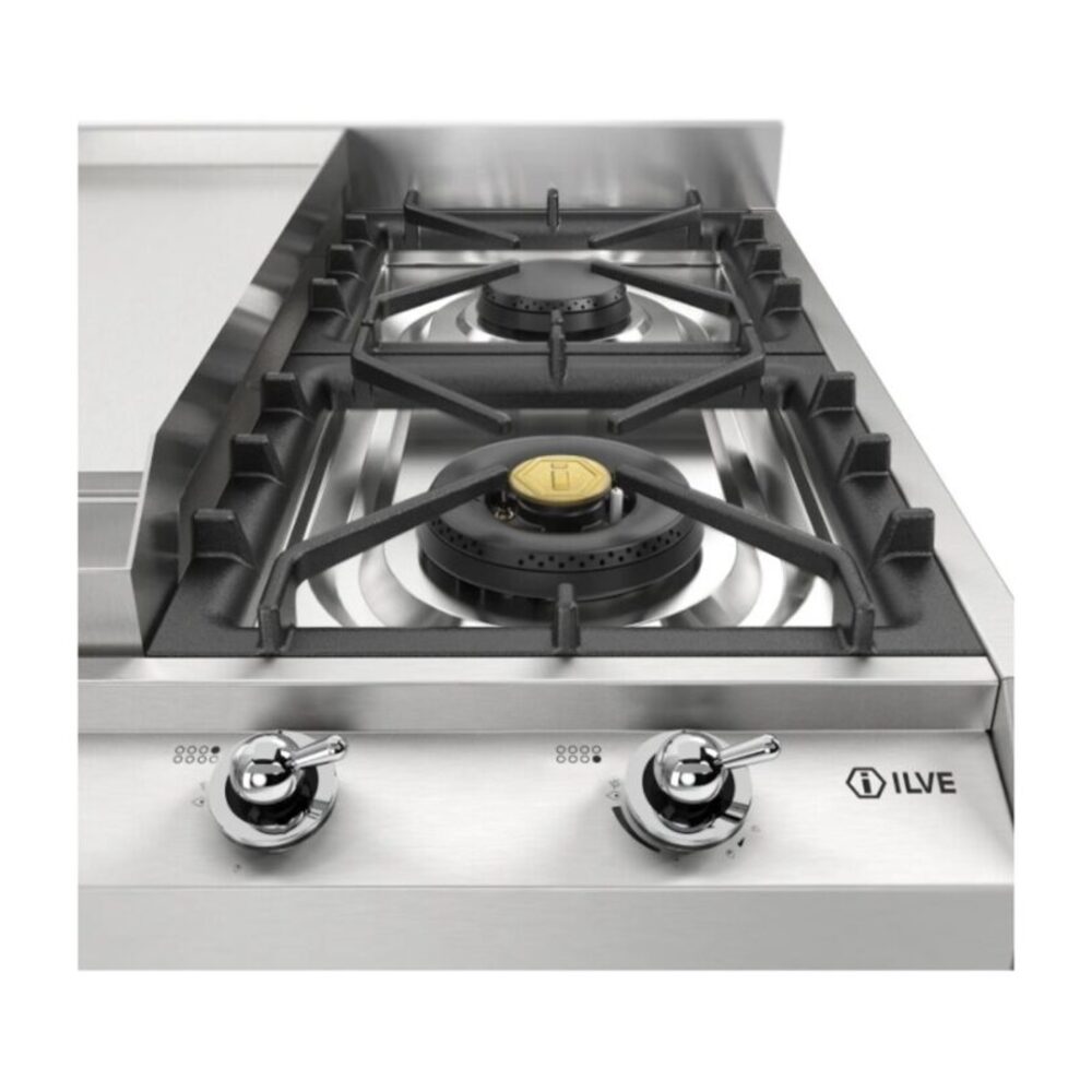 ILVE UHCP1265FN close up on dual burner