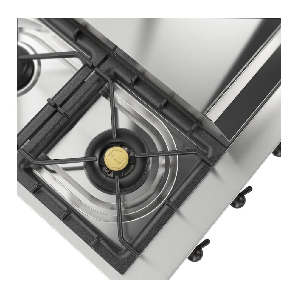 ILVE UHCP36FNSSB Nostalgie II 36 inch Built-In Gas Rangetop with 6 Burners and Griddle, in Stainless Steel (Natural Gas, Burnished) 8 ILVE UHCP36FNSSB close up on dual function knobs
