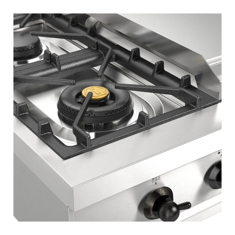 ILVE UHCP36FNSSB Nostalgie II 36 inch Built-In Gas Rangetop with 6 Burners and Griddle, in Stainless Steel (Natural Gas, Burnished) 9 ILVE UHCP36FNSSB close up on details