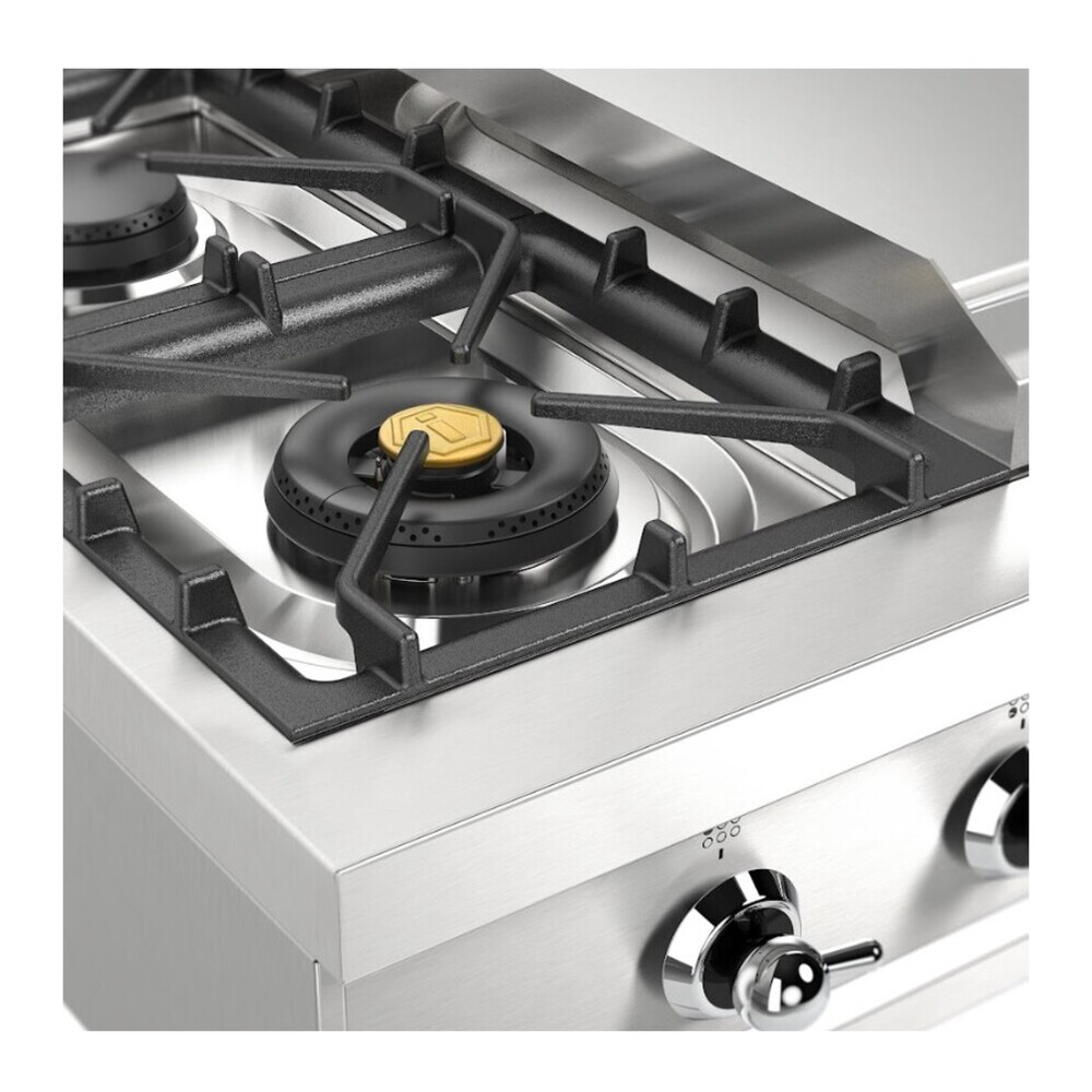 ILVE UHCP36FNSSC Nostalgie II 36 inch Built-In Gas Rangetop with 6 Burners and Griddle, in Stainless Steel (Natural Gas, Chrome) 9 ILVE UHCP36FNSSC close up on details