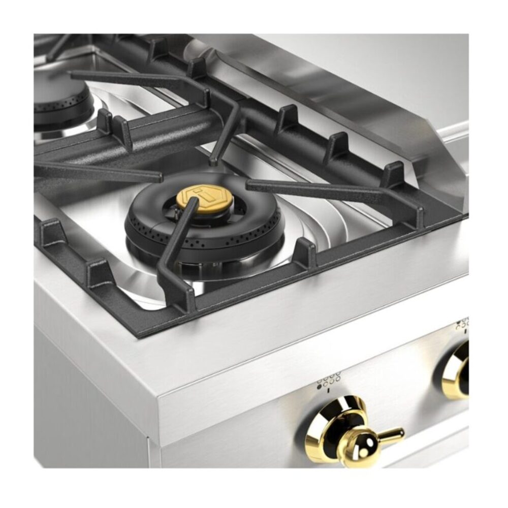 ILVE UHCP48FNSSG left angle close up on dual burner
