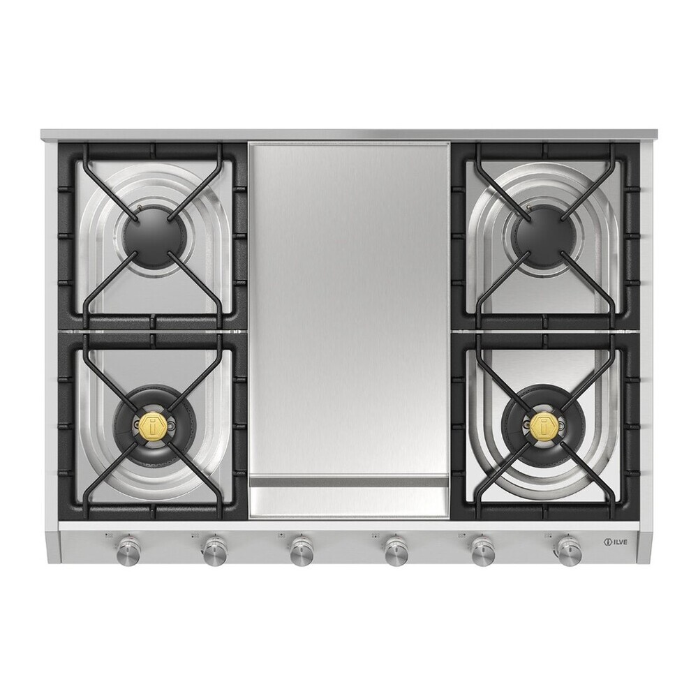 ILVE UHCP965FSS Professional Plus II 36 inch Built-In Gas Cooktop with Griddle, in Stainless Steel (Natural Gas) 5 ILVE UHCP965FSS top view