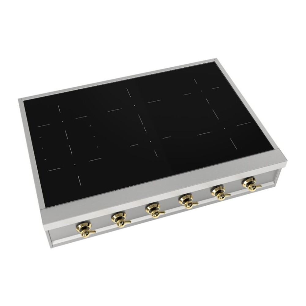 ILVE UHCPI366NSSG Nostalgie II 36 inch Built-In Induction Rangetop with 6 Elements (Brass) 3 ILVE UHCPI366NSSG left angle