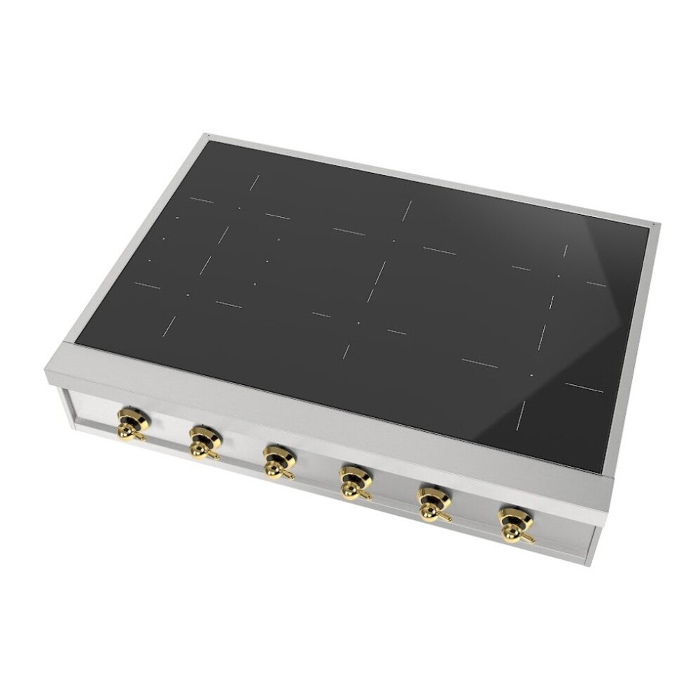 ILVE UHCPI366NSSG Nostalgie II 36 inch Built-In Induction Rangetop with 6 Elements (Brass) 4 ILVE UHCPI366NSSG right angle