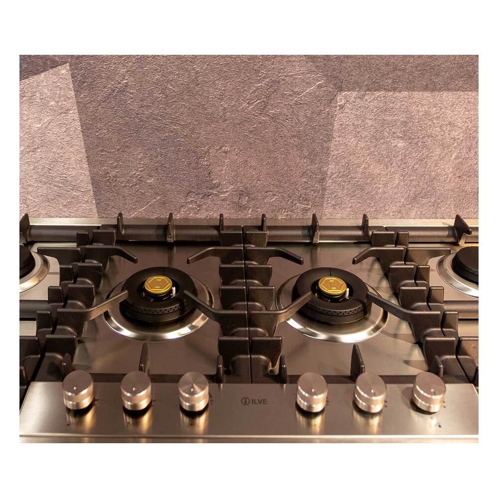 ILVE UHCPT125 Professional Plus II 48 inch Built-In Gas Cooktop with Total Black Brass Burners, in Stainless Steel