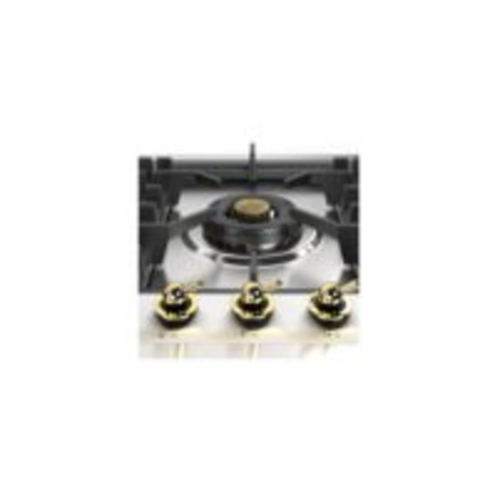 ILVE UHCPT125NSSG front view close up on dual burner and knobs