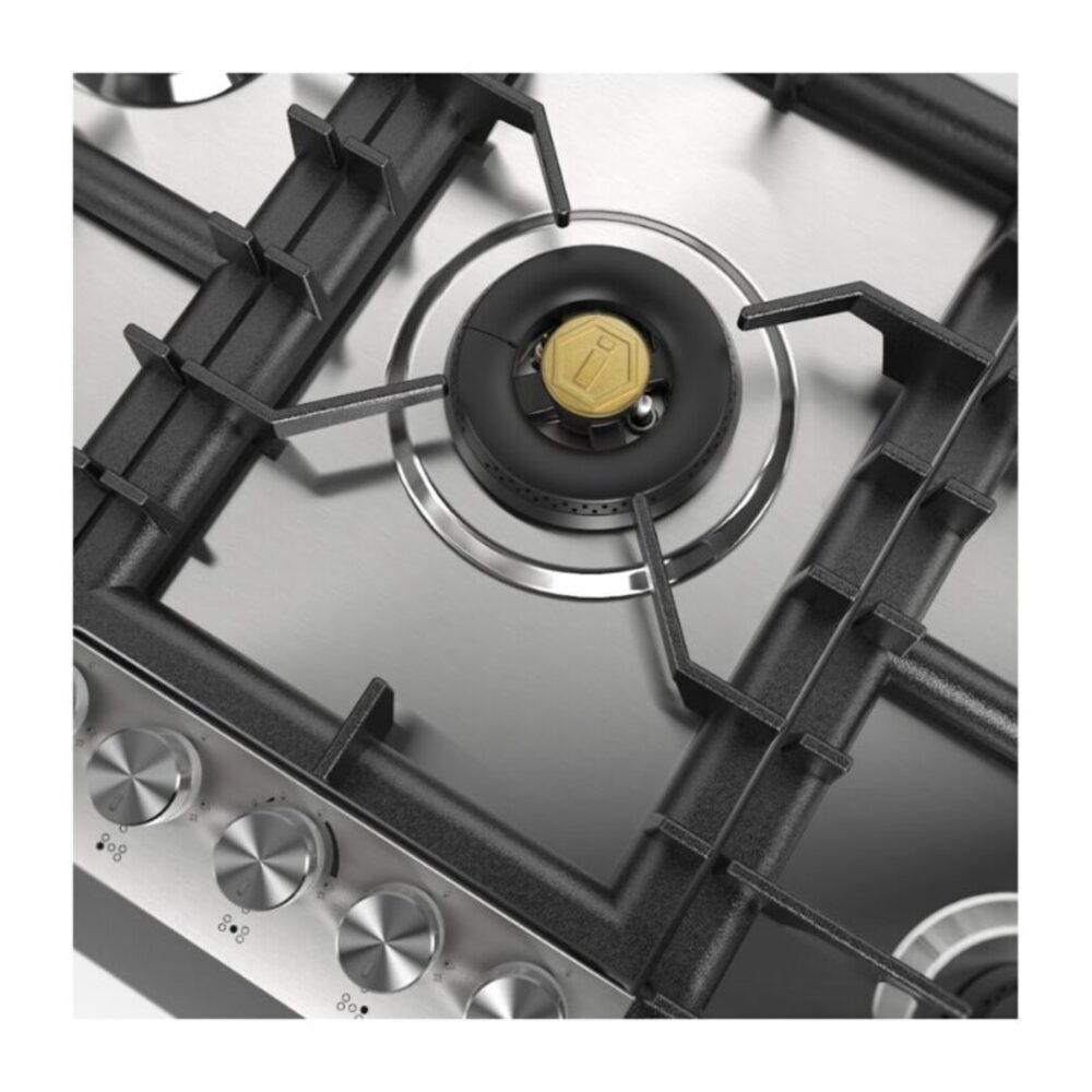 ILVE UHCPT95SSLP right angle close up on dual burner