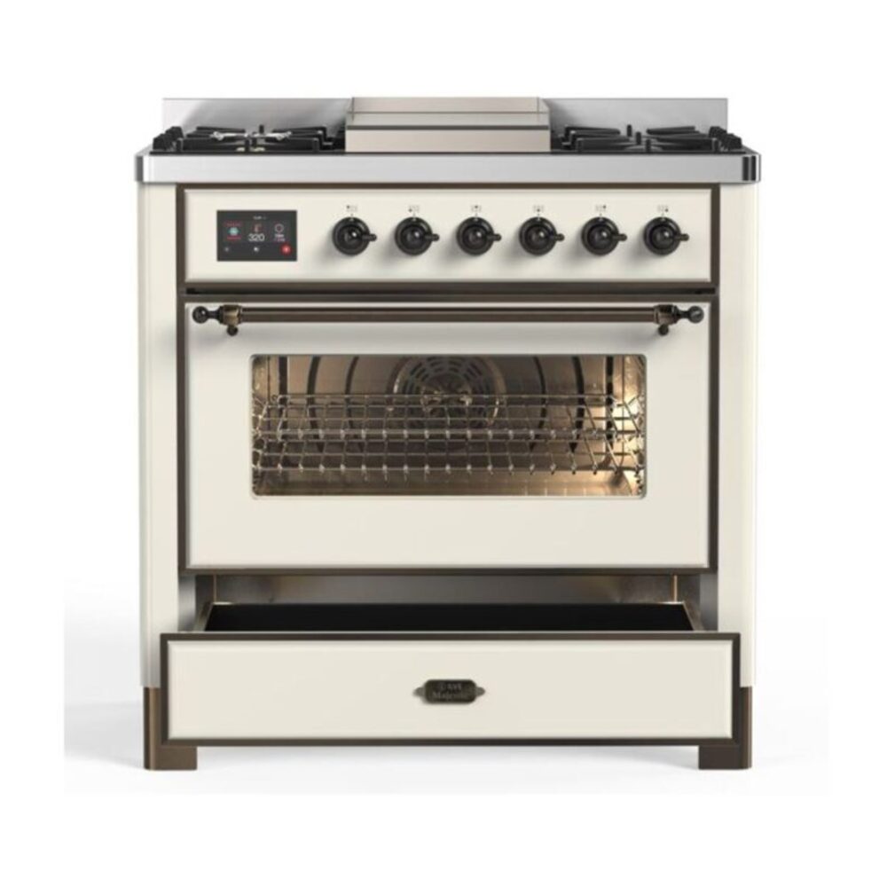 ILVE UM09F Majestic II 36 inch Dual Fuel Range with 6 Burners, Griddle