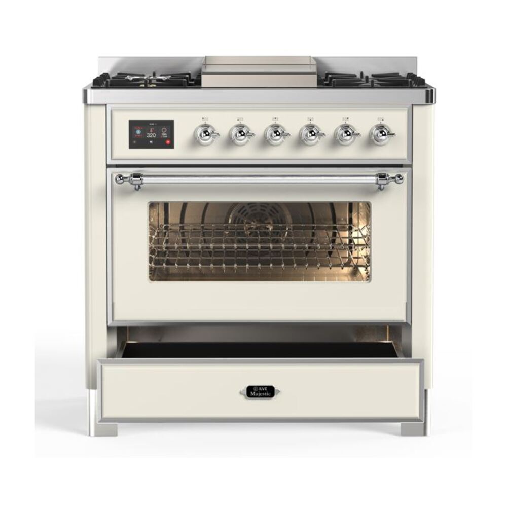 ILVE UM09F Majestic II 36 inch Dual Fuel Range with 6 Burners, Griddle