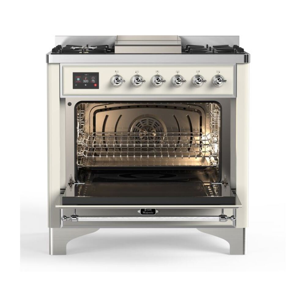 ILVE UM09F Majestic II 36 inch Dual Fuel Range with 6 Burners, Griddle