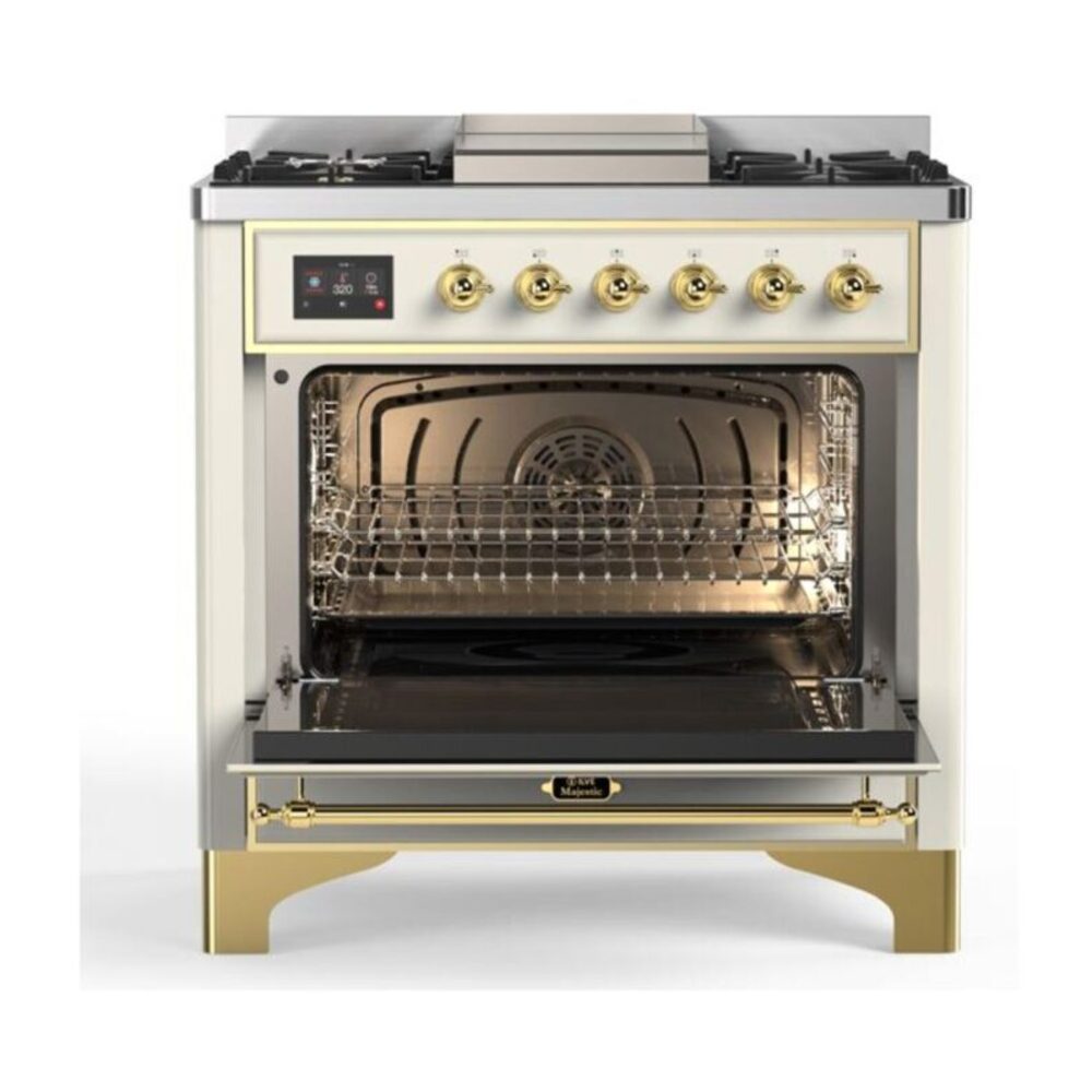 ILVE UM09F Majestic II 36 inch Dual Fuel Range with 6 Burners, Griddle