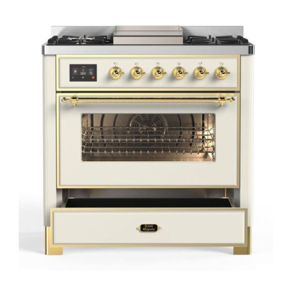 ILVE UM09F Majestic II 36 inch Dual Fuel Range with 6 Burners, Griddle