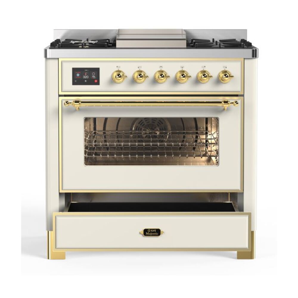 ILVE UM09F Majestic II 36 inch Dual Fuel Range with 6 Burners, Griddle