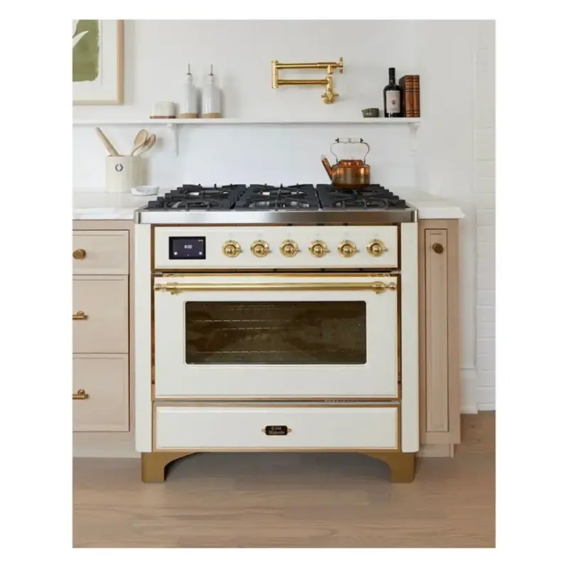 ILVE UM09FDNS3AWG Majestic II 36 inch Dual Fuel Range with 6 Black