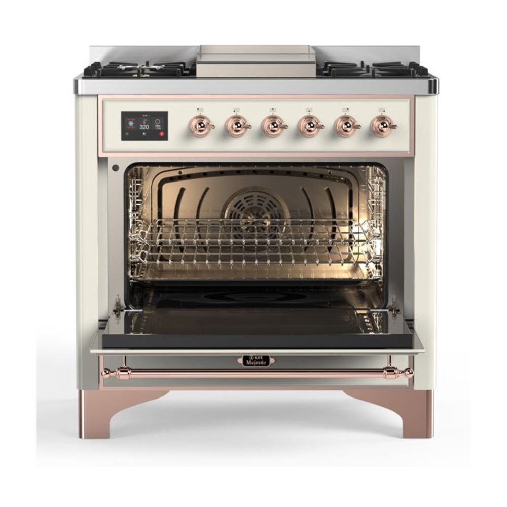 ILVE UM09F Majestic II 36 inch Dual Fuel Range with 6 Burners, Griddle