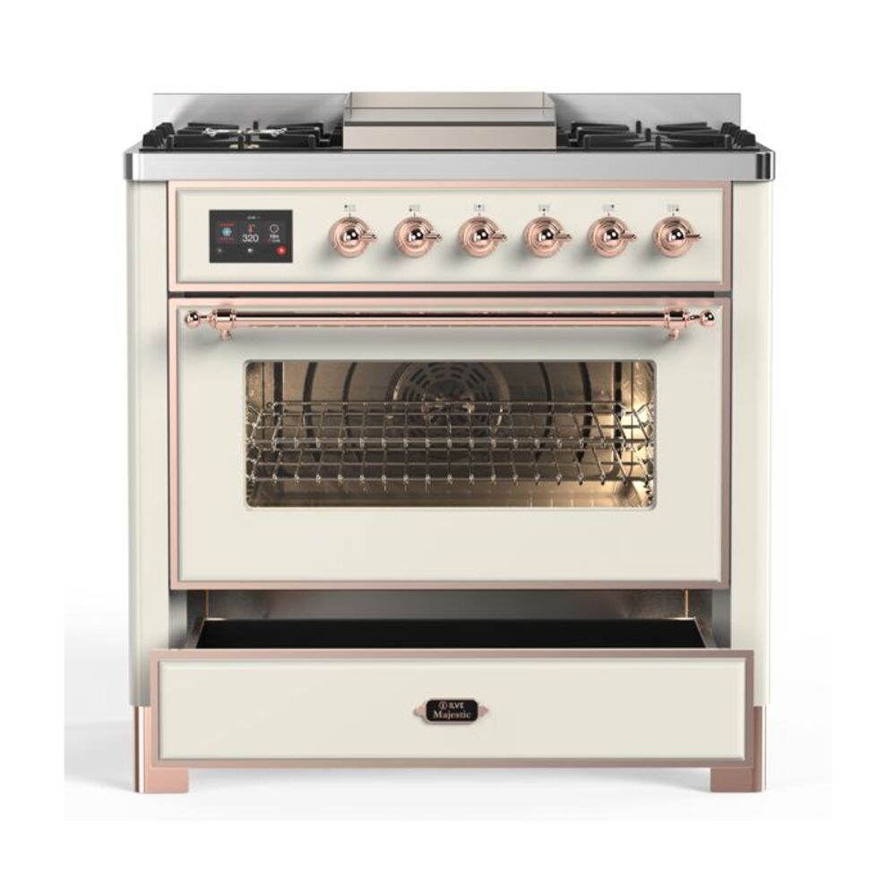 ILVE UM09F Majestic II 36 inch Dual Fuel Range with 6 Burners, Griddle