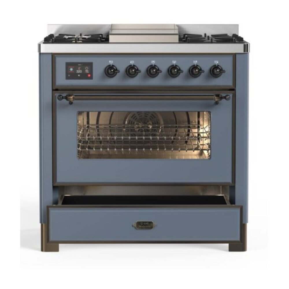 ILVE UM09F Majestic II 36 inch Dual Fuel Range with 6 Burners, Griddle