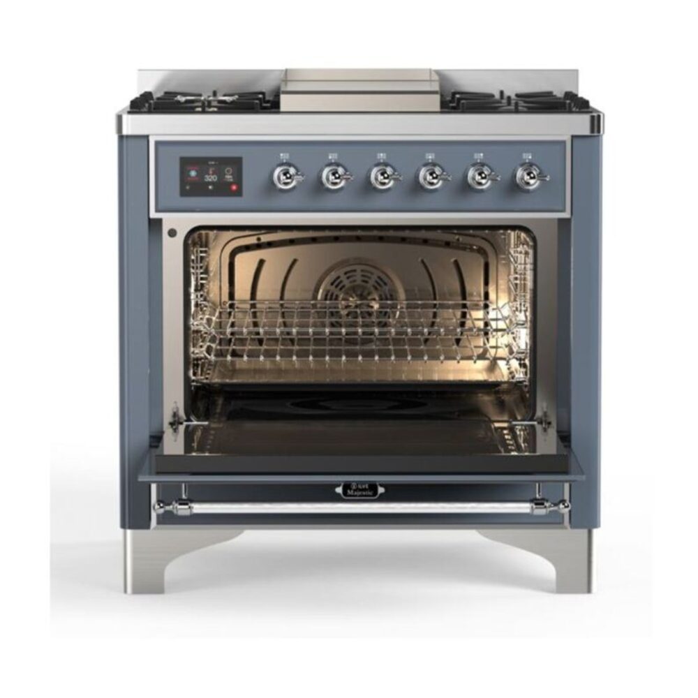 ILVE UM09F Majestic II 36 inch Dual Fuel Range with 6 Burners, Griddle
