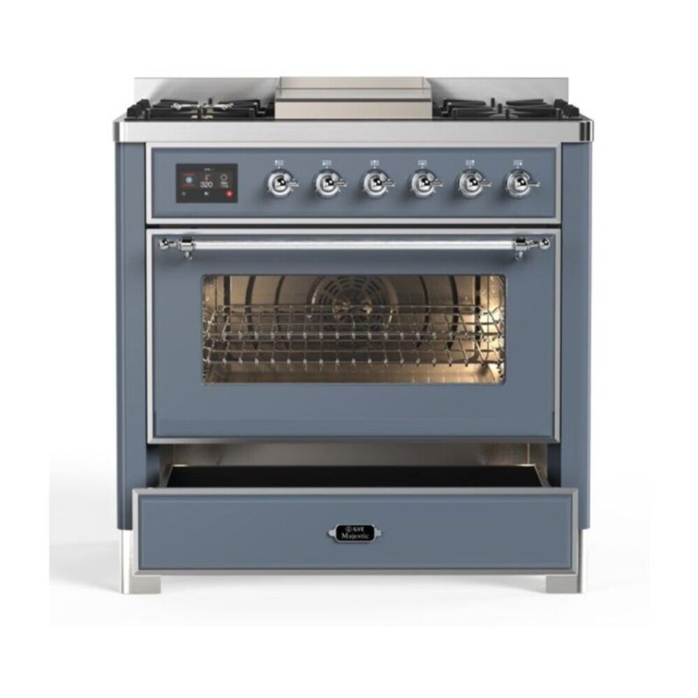 ILVE UM09F Majestic II 36 inch Dual Fuel Range with 6 Burners, Griddle