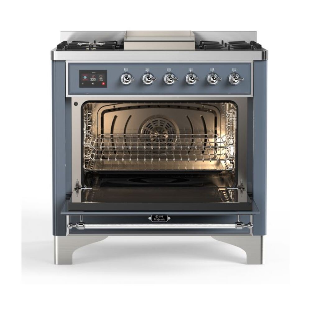 ILVE UM09F Majestic II 36 inch Dual Fuel Range with 6 Burners, Griddle