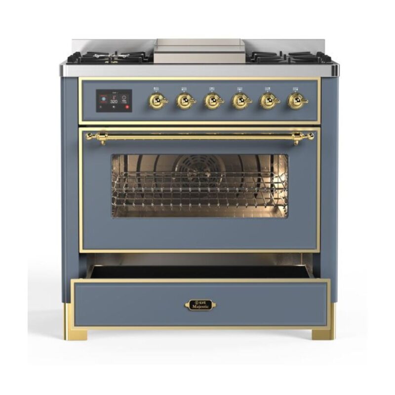 ILVE UM09F Majestic II 36 inch Dual Fuel Range with 6 Burners, Griddle