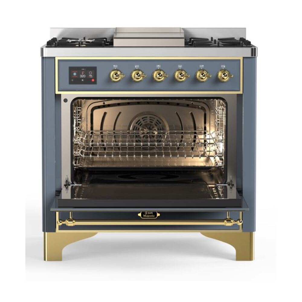 ILVE UM09F Majestic II 36 inch Dual Fuel Range with 6 Burners, Griddle