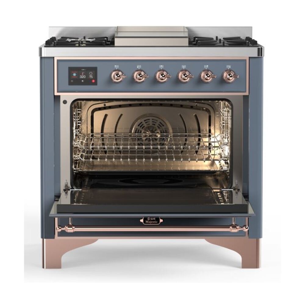 ILVE UM09F Majestic II 36 inch Dual Fuel Range with 6 Burners, Griddle