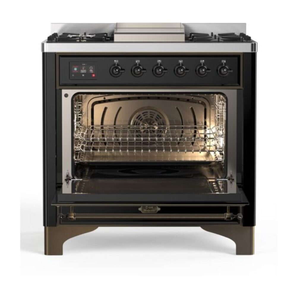 ILVE UM09F Majestic II 36 inch Dual Fuel Range with 6 Burners, Griddle