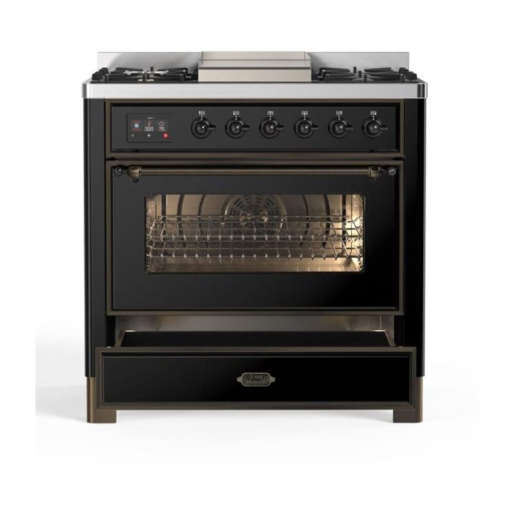 ILVE UM09F Majestic II 36 inch Dual Fuel Range with 6 Burners, Griddle