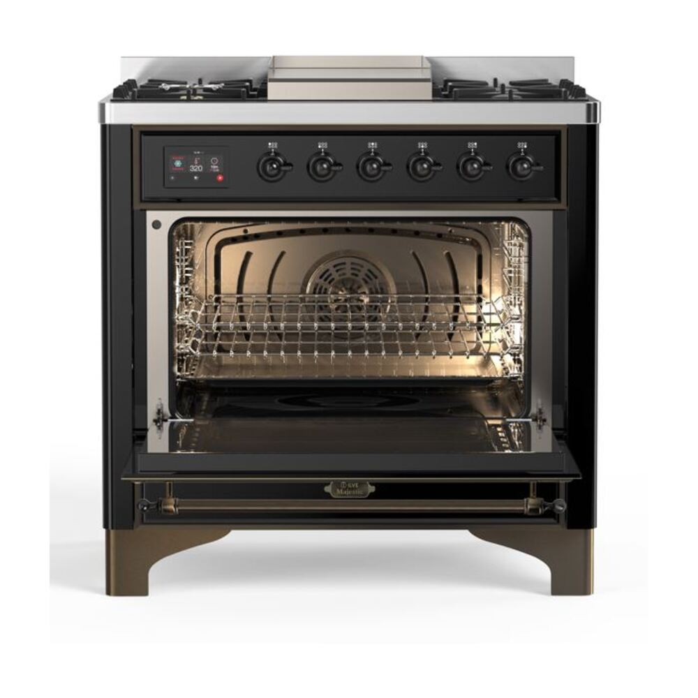 ILVE UM09F Majestic II 36 inch Dual Fuel Range with 6 Burners, Griddle