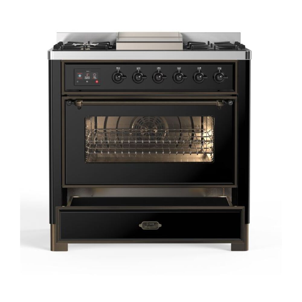 ILVE UM09F Majestic II 36 inch Dual Fuel Range with 6 Burners, Griddle