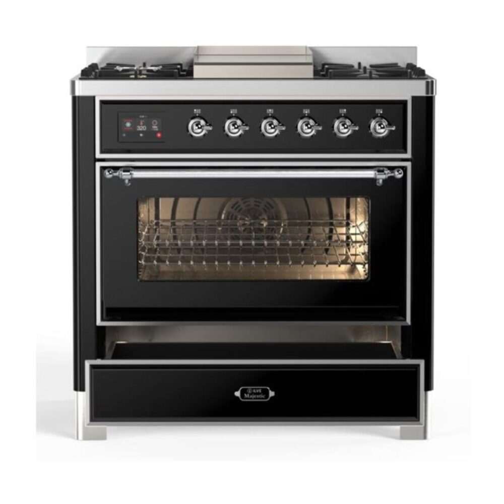 ILVE UM09F Majestic II 36 inch Dual Fuel Range with 6 Burners, Griddle