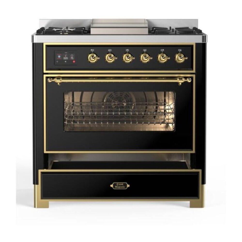 ILVE UM09F Majestic II 36 inch Dual Fuel Range with 6 Burners, Griddle