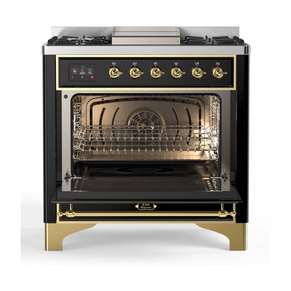 ILVE UM09F Majestic II 36 inch Dual Fuel Range with 6 Burners, Griddle