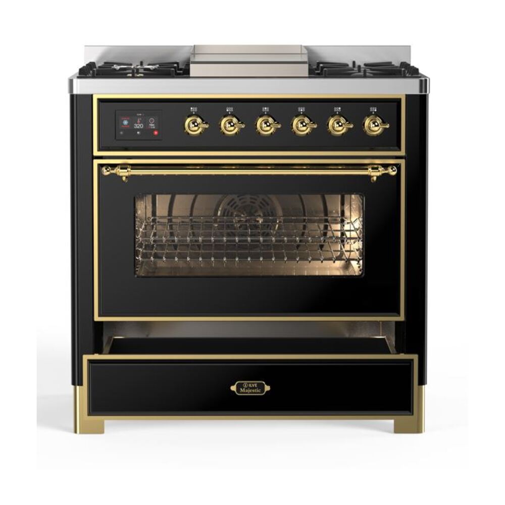 ILVE UM09F Majestic II 36 inch Dual Fuel Range with 6 Burners, Griddle