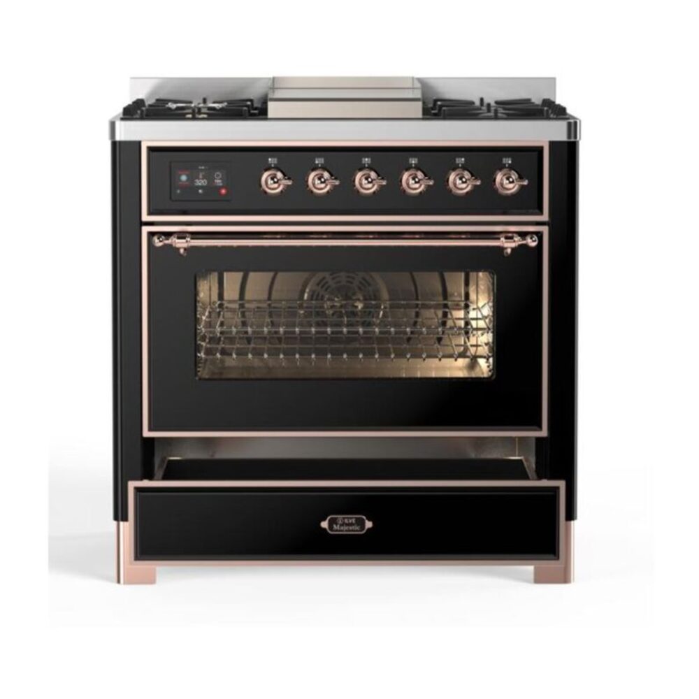 ILVE UM09F Majestic II 36 inch Dual Fuel Range with 6 Burners, Griddle
