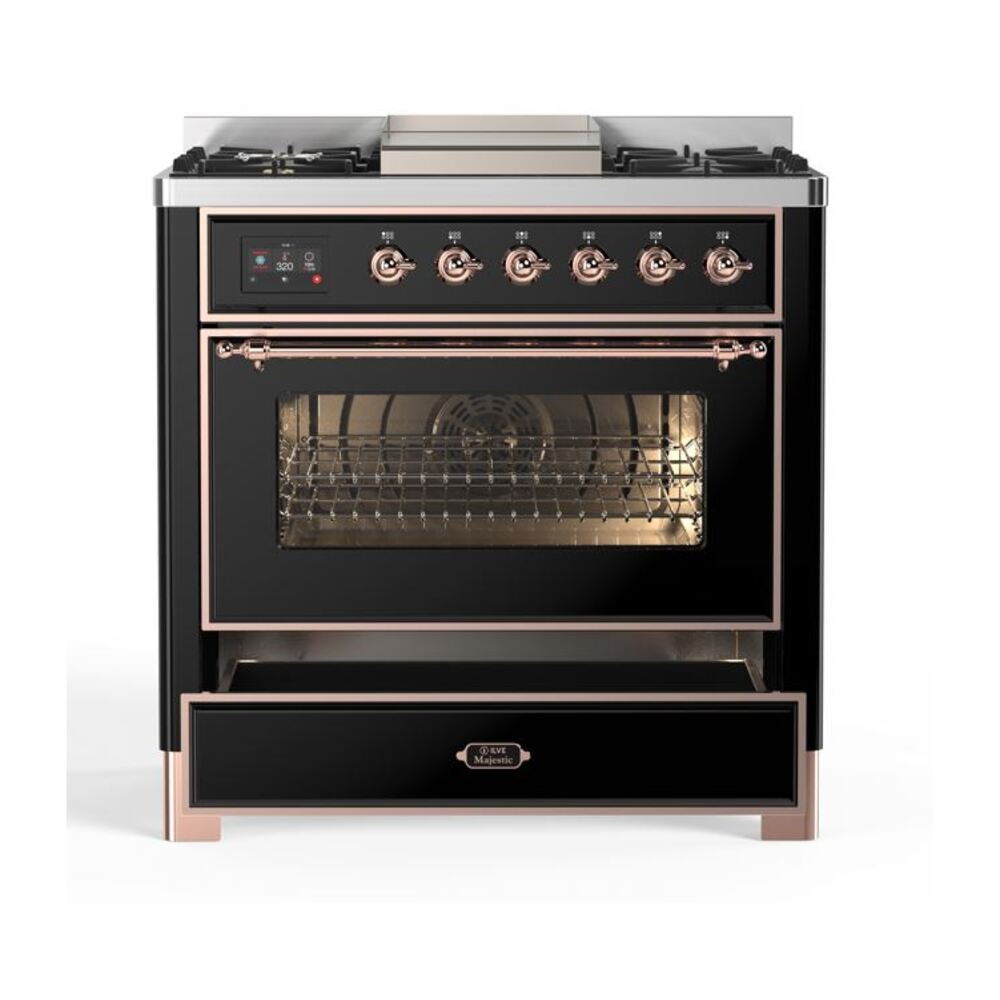 ILVE UM09F Majestic II 36 inch Dual Fuel Range with 6 Burners, Griddle