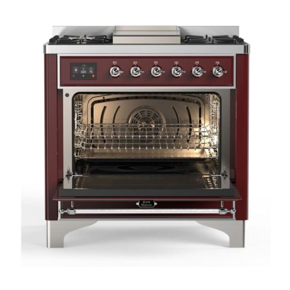 ILVE UM09F Majestic II 36 inch Dual Fuel Range with 6 Burners, Griddle