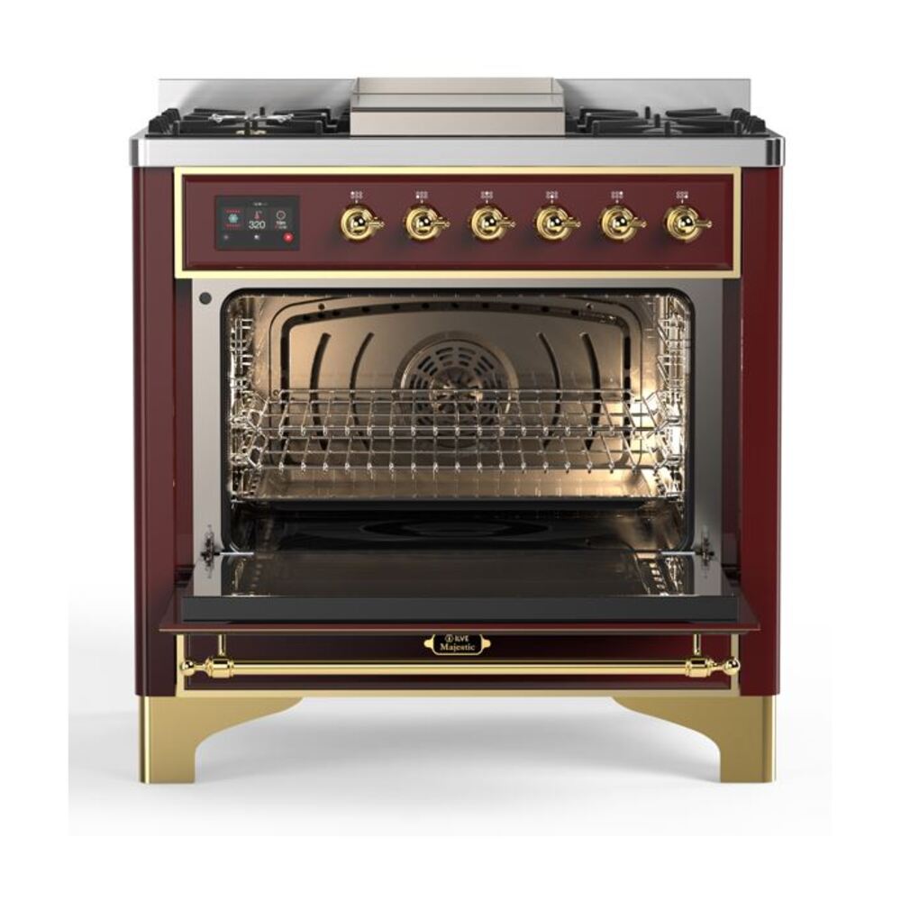 ILVE UM09F Majestic II 36 inch Dual Fuel Range with 6 Burners, Griddle