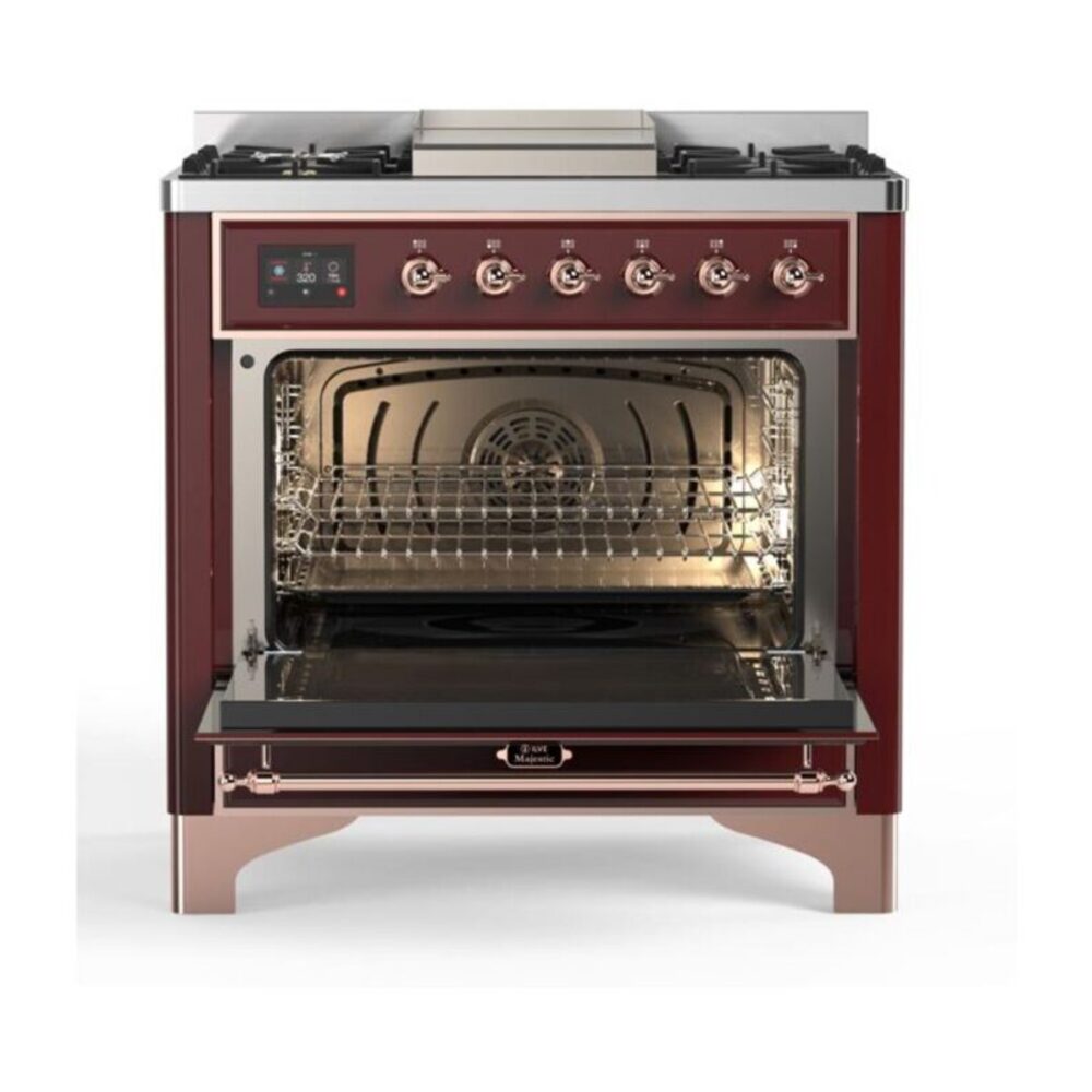 ILVE UM09F Majestic II 36 inch Dual Fuel Range with 6 Burners, Griddle