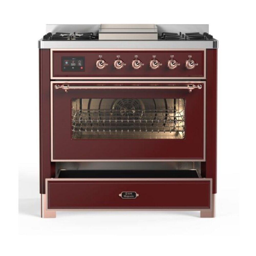 ILVE UM09F Majestic II 36 inch Dual Fuel Range with 6 Burners, Griddle