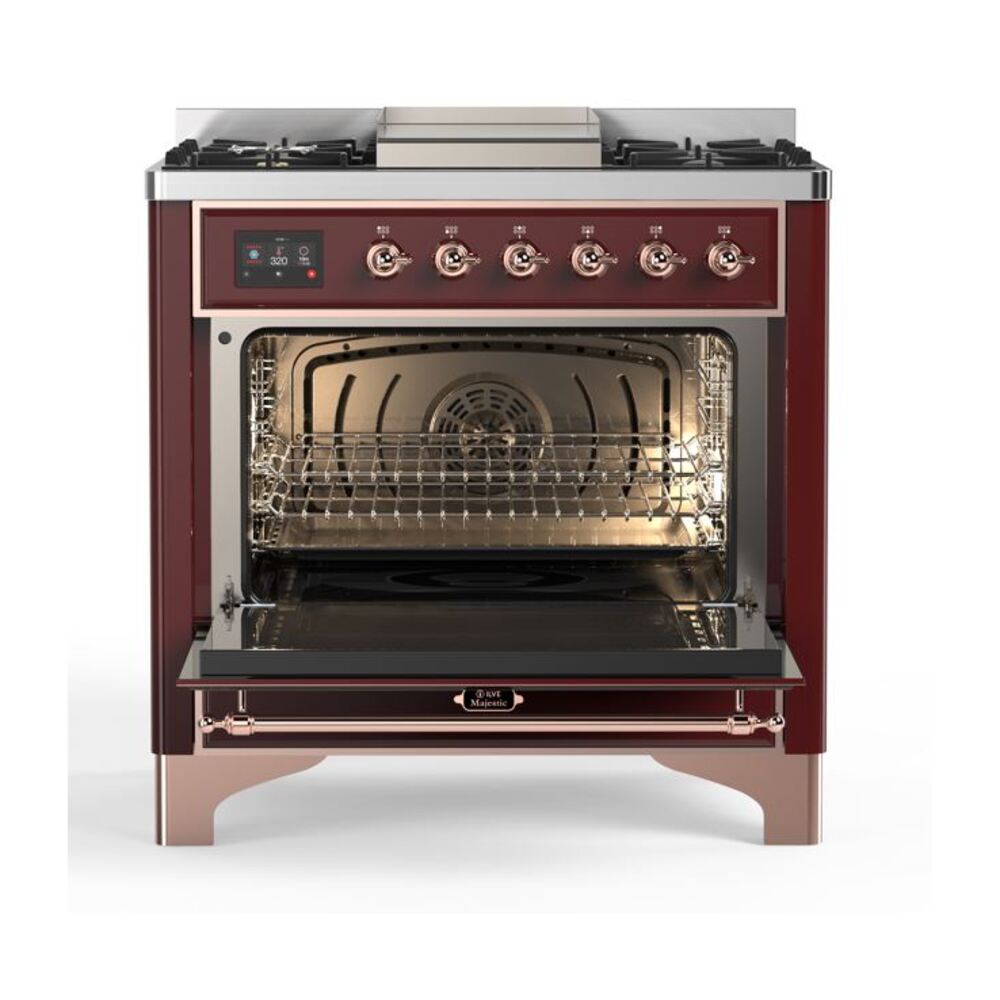 ILVE UM09F Majestic II 36 inch Dual Fuel Range with 6 Burners, Griddle