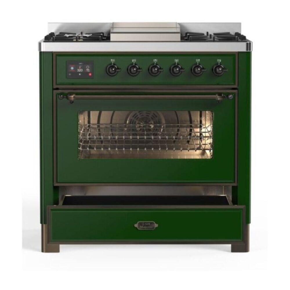 ILVE UM09F Majestic II 36 inch Dual Fuel Range with 6 Burners, Griddle