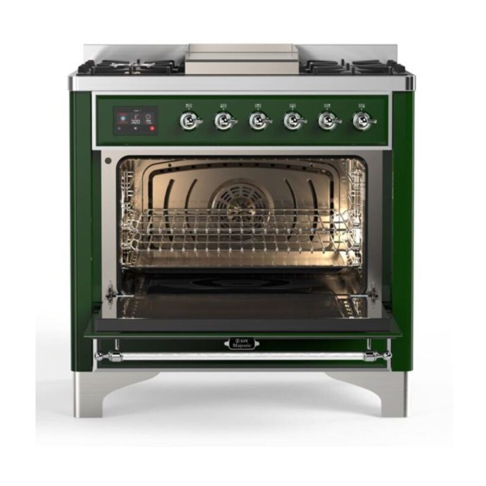ILVE UM09F Majestic II 36 inch Dual Fuel Range with 6 Burners, Griddle