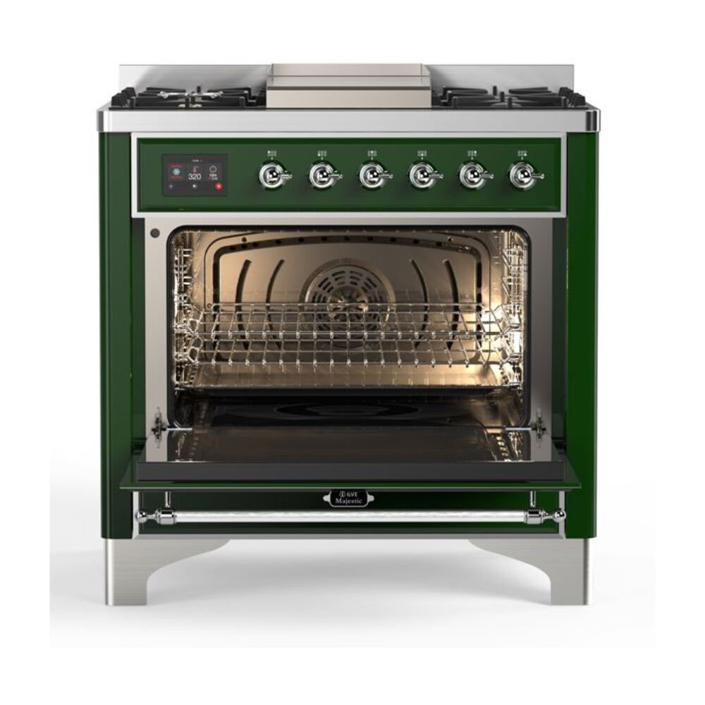 ILVE UM09F Majestic II 36 inch Dual Fuel Range with 6 Burners, Griddle