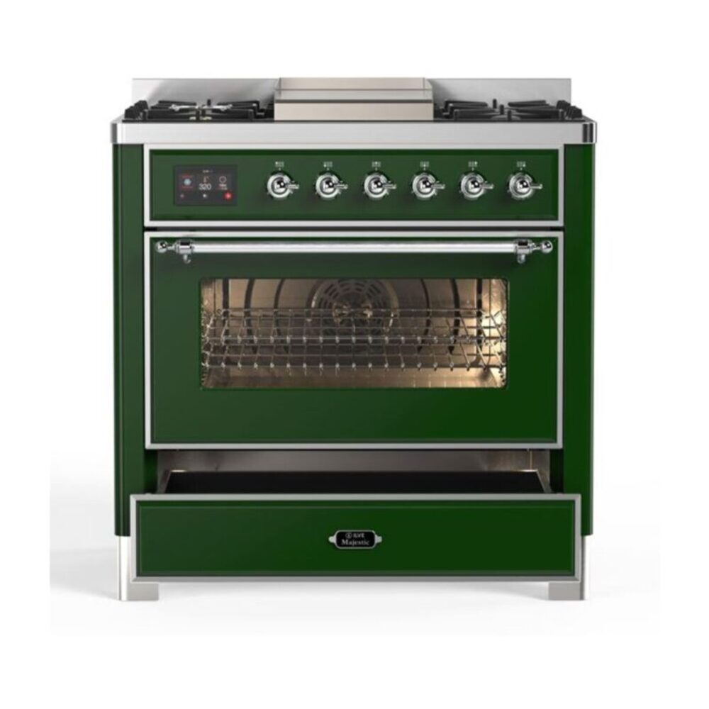 ILVE UM09F Majestic II 36 inch Dual Fuel Range with 6 Burners, Griddle