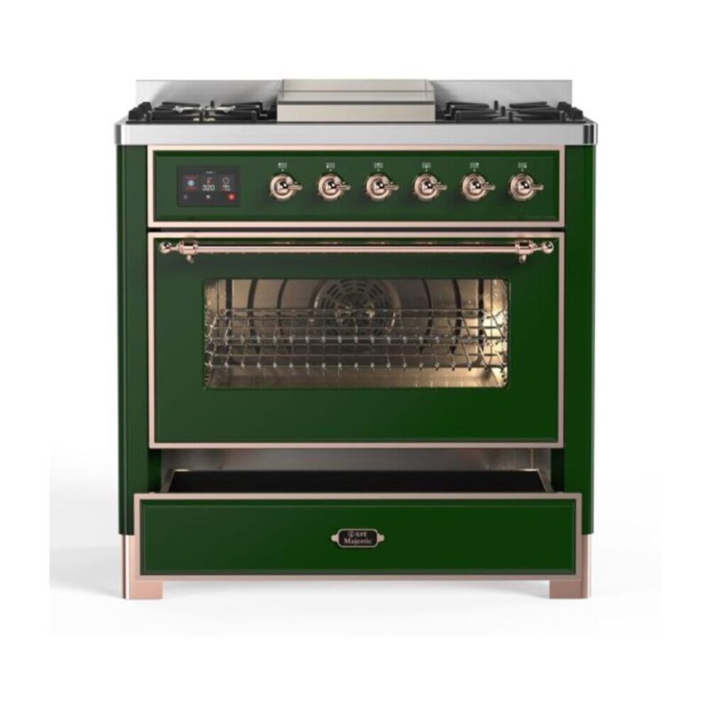 ILVE UM09F Majestic II 36 inch Dual Fuel Range with 6 Burners, Griddle